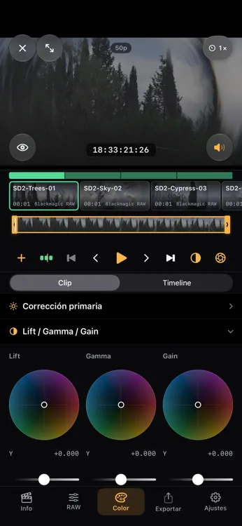 Ampliar captura real de iPhone con cuatro clips BRAW